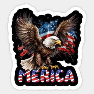 4th Of July Merica Patriotic USA Flag Bald Eagle Sticker